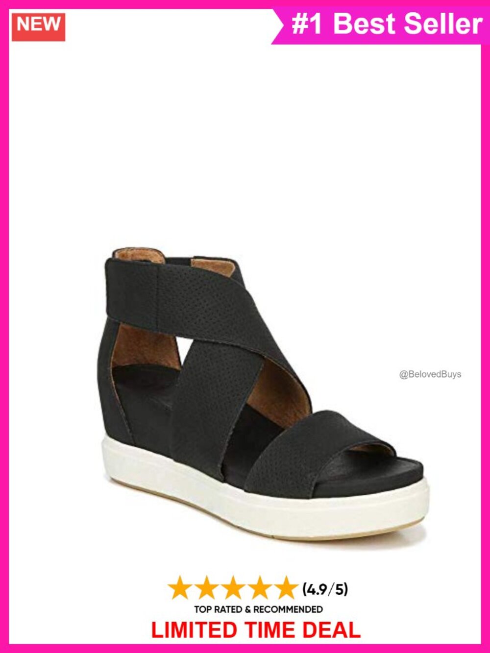 Faux Leather Platform Wedge Sandal with Ankle Strap